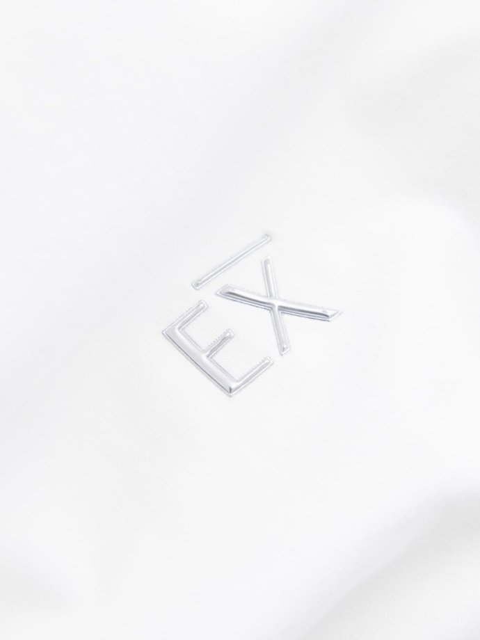 Pánske tričko SLIM FIT s dlhým rukávom, elastanom a potlačou - biele V2 OM-LSBC-0124