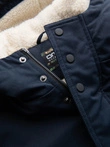 Jachetă lungă sherpa parka pentru bărbați – albastru marin V2 OM-JALJ-0181