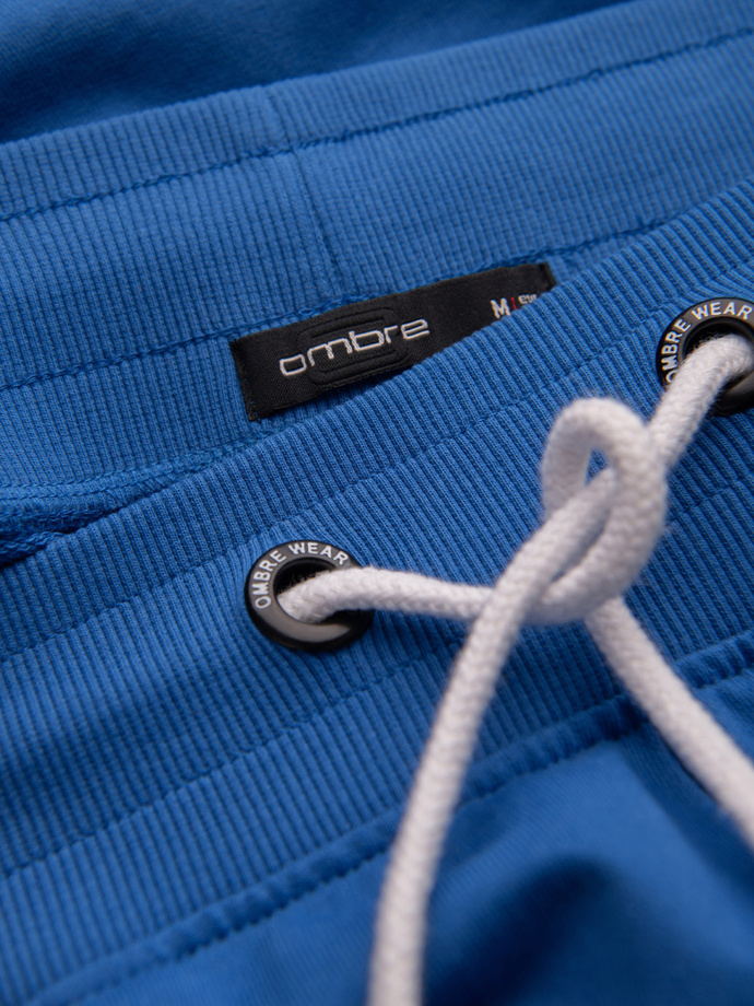 Vyriški prakaitiniai šortai su užapvalintomis klešnėmis - mėlyni V1 OM-SRSK-0105