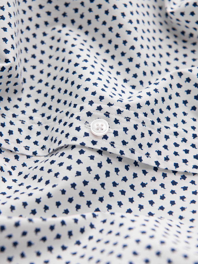 Pánská košile SLIM FIT s jemným vzorem - bílá V2 OM-SHCS-0140