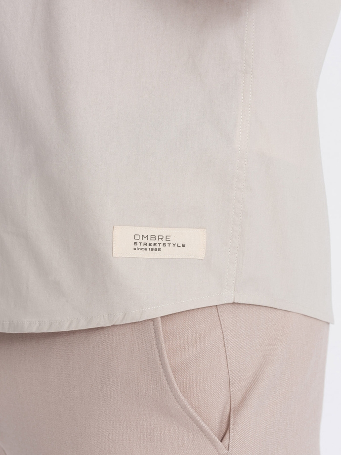 Men's short sleeve shirt with Cuban collar - cream V7 OM-SHSS-0168