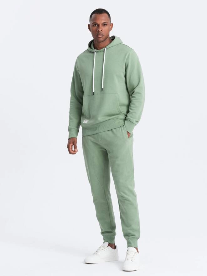 Men's sweatshirt set kangaroo sweatshirt + jogger pants - green V3 Z81