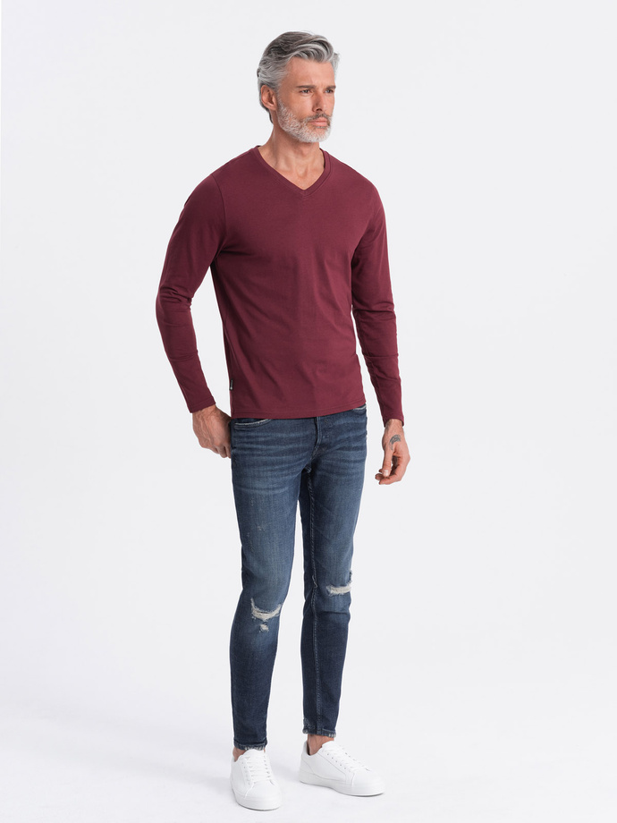 Men's unprinted longsleeve with a crew neckline - maroon V8 OM-LSBL-0108