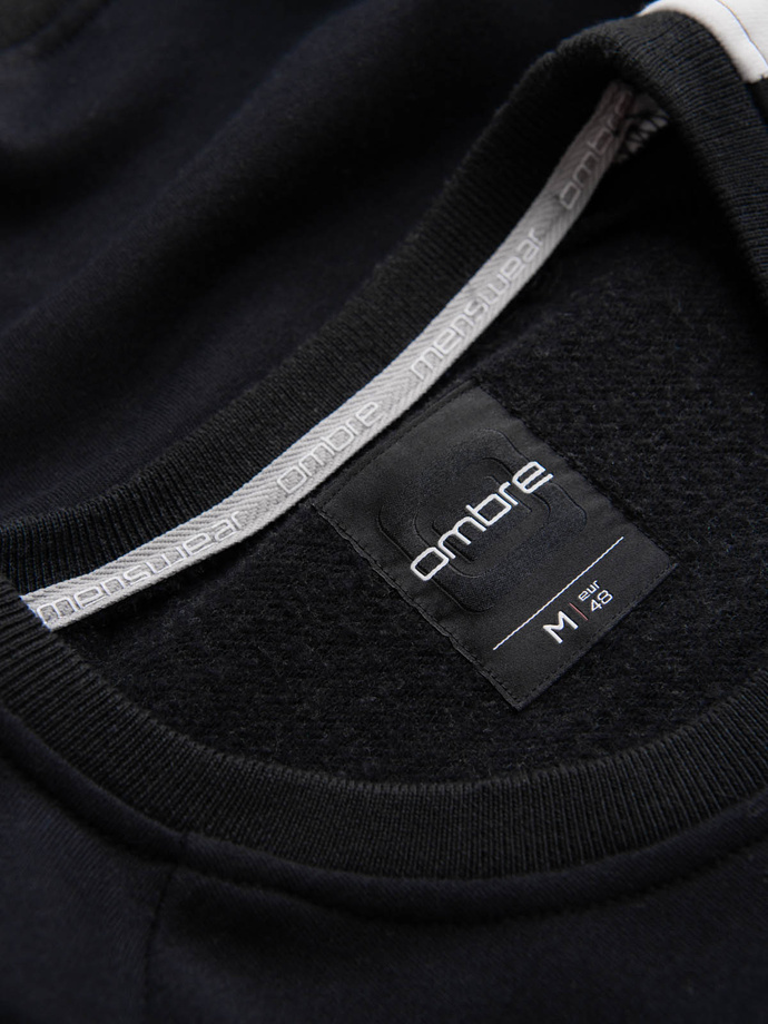 Trojfarebná pánska mikina s raglánovými rukávmi - čierna V3 OM-SSNZ-22FW-003