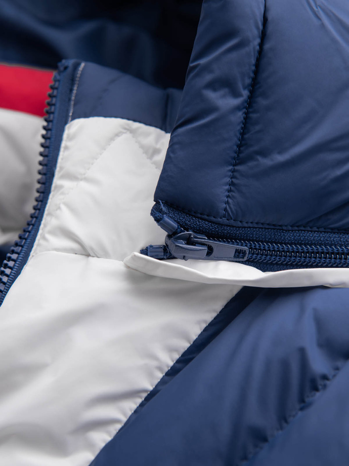 Pánska farebná retro športová bunda - modrá a biela V1 OM-JALP-0175