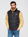 Men's quilted sleeveless jacket with neon accents - black V4 OM-JAVJ-0210