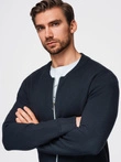 Men's smooth zip sweater - navy blue V1 OM-SWZS-0146