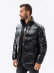 Men's winter puffer jacket shiny - black C545