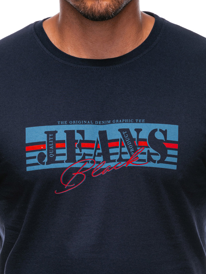 T-SHIRT MĘSKI Z NADRUKIEM S1392 - BIAŁY