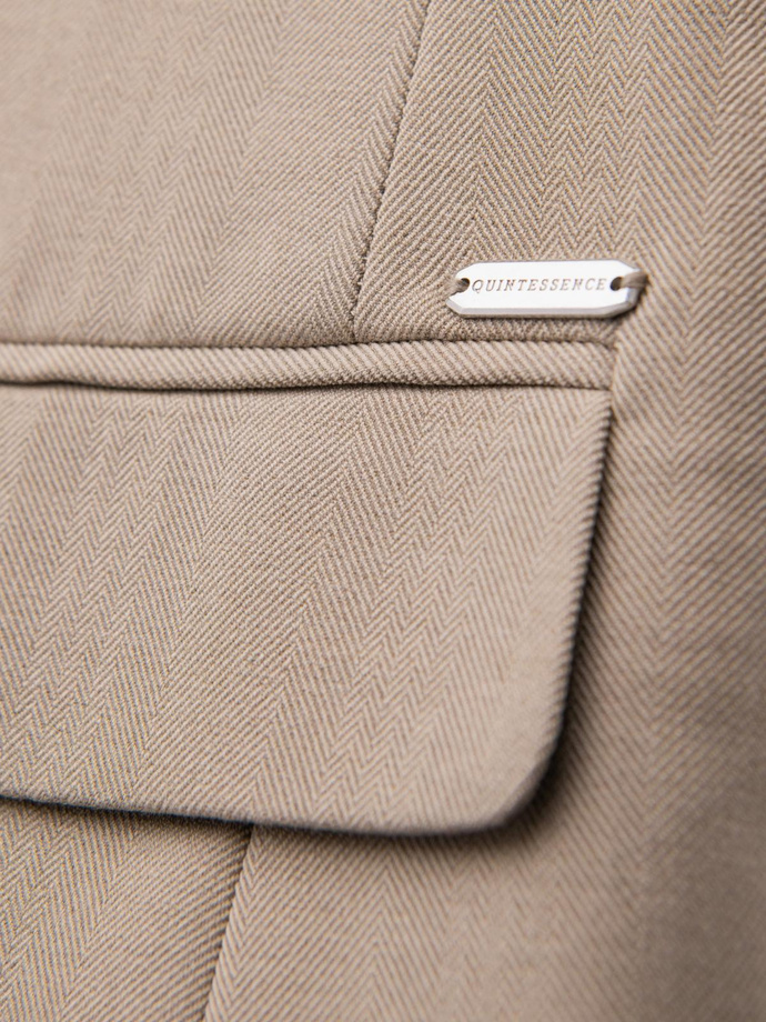 Elegantní pánská bunda SLIM FIT s rayonem - béžová V2 OM-BLZB-0135