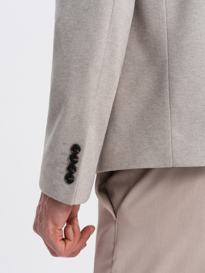 Jachetă bărbătească din raion melange cu guler înalt - bej melange V3 OM-BLZB-0131