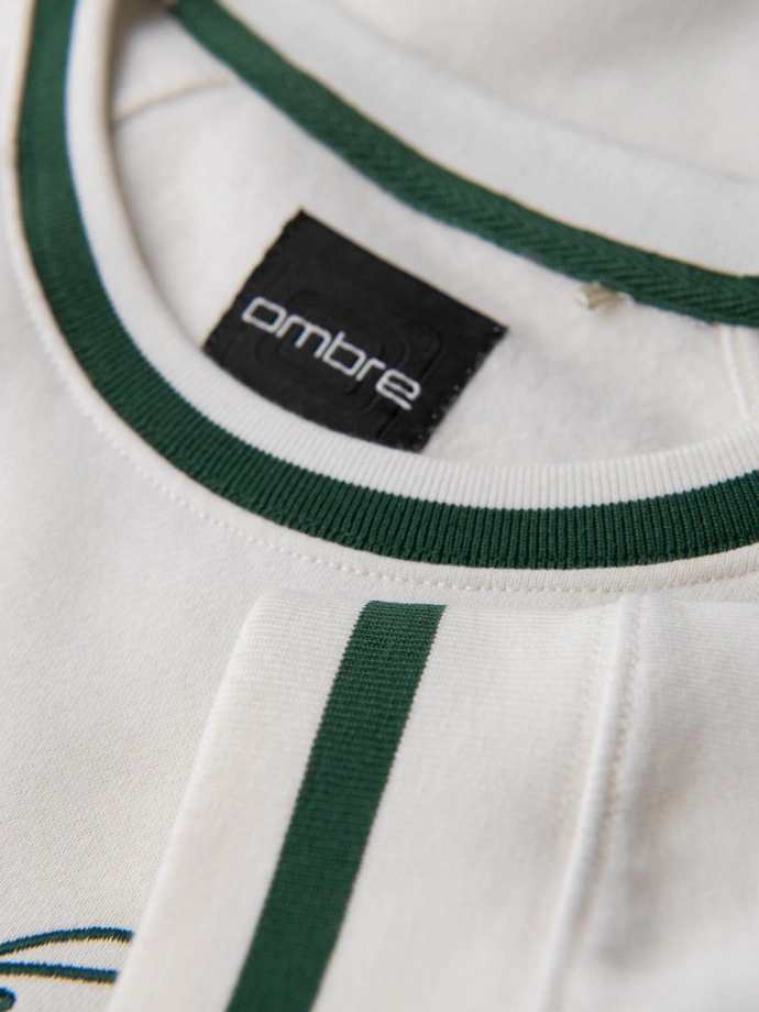 Men's sweatshirt with raglan sleeves and contrasting details - white V2 OM-SSNZ-0244