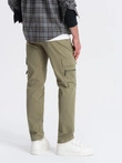 Pánske nohavice STRAIGHT LEG cargo s vreckami na zips - olivová V2 OM-PACG-0204