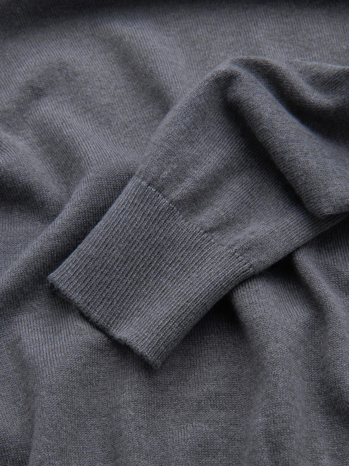 Pulover clasic BASIC pentru bărbați din viscoză cu decolteu rotund - gri melange V1 OM-SWBS-0106