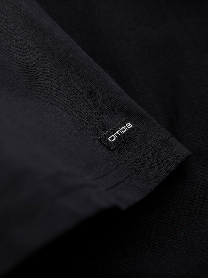 Pánske tričko s dlhým rukávom a gombíkmi pri výstrihu - čierne V4 OM-LSCL-0107