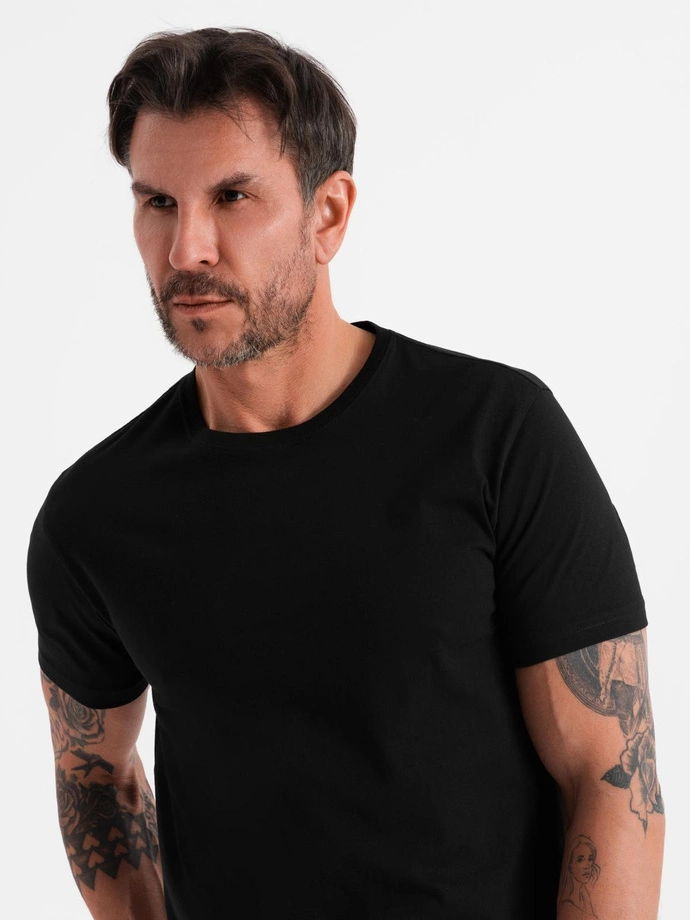 Classic BASIC men's cotton T-shirt - black V1 OM-TSBS-0236