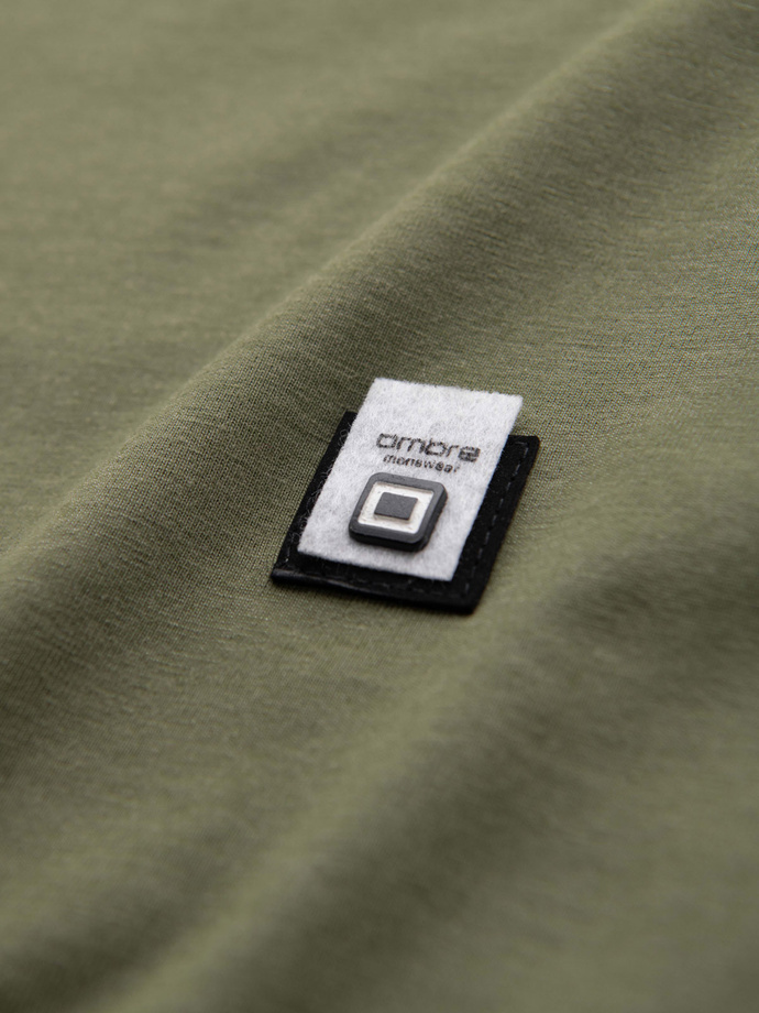 Tricou pentru bărbați cu dungi contrastante - măsline V4 OM-TSCT-0115