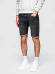 Men's denim shorts with rolled up leg - black V3 OM-SRDS-0164