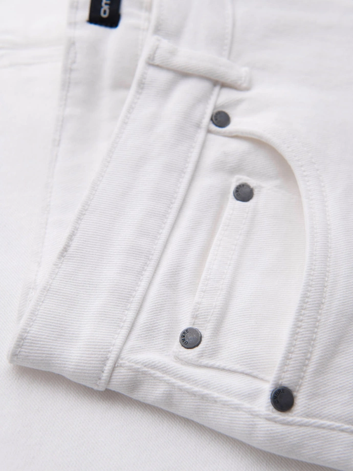 Pánské džínové šortky s ohrnutou nohavicí - bílé V1 OM-SRDS-0162