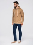 Men's kangaroo hooded sweatshirt - brown V2 OM-SSBN-0177
