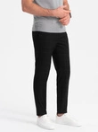 Pantaloni bărbătești cu croială clasică în carouri fine - negru V5 OM-PACP-0187