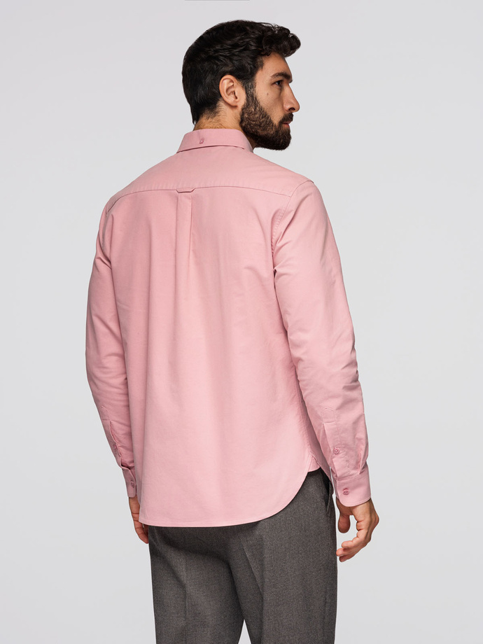 Men's REGULAR FIT cotton shirt with pocket - pink V3 K700