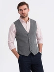 Fitted elegant men's structured knit vest - graphite V3 OM-BLZV-0147