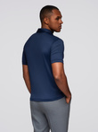 Stylish men's stretch fabric polo shirt - navy blue V3 OM-POSS-0150