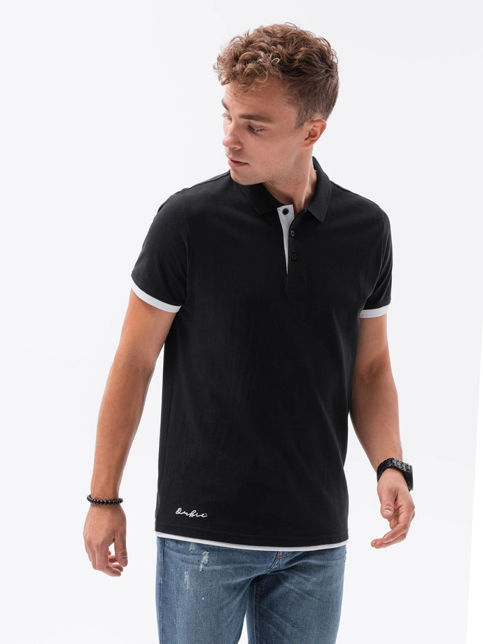 Men's plain polo shirt - black S1382