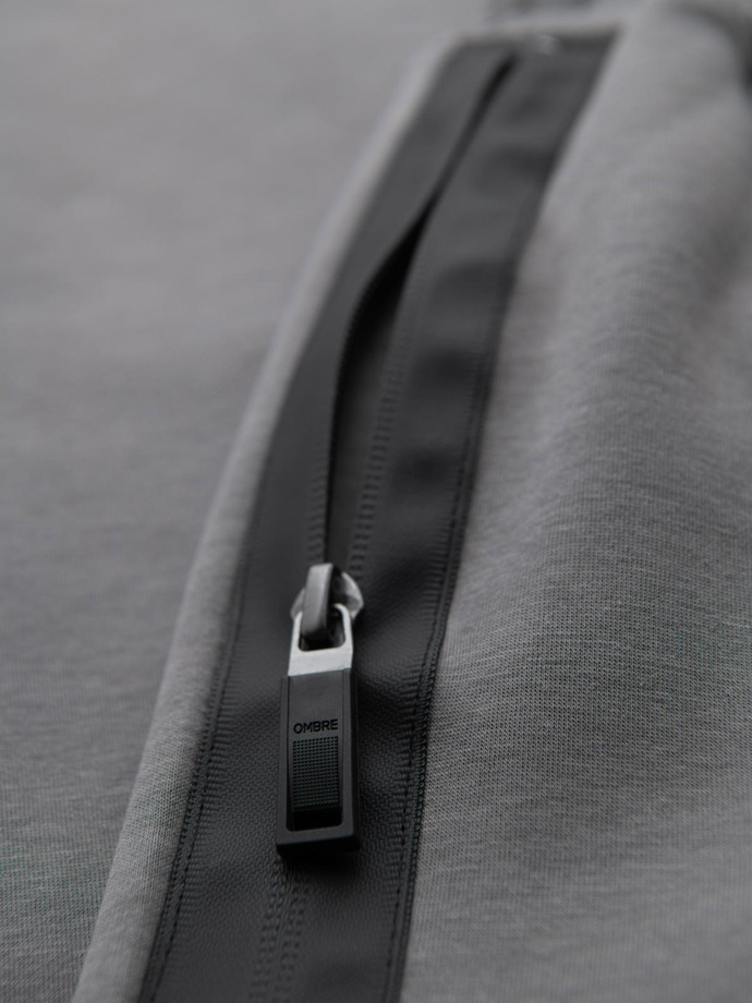 Men's sweatpants with straight leg and rubber details - grey V3 OM-PASK-0281