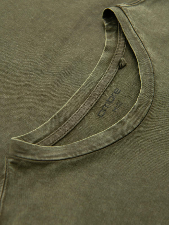 Tricou pentru bărbați cu efect de spălare - olive V4 OM-TSWT-0116