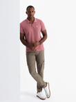 Men's BASIC single color pique knit polo shirt - dark pink V7 OM-POBS-0100