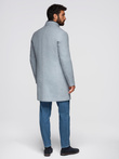 Men's coat with high collar and asymmetrical fastening - grey melange V1 OM-COWC-0141