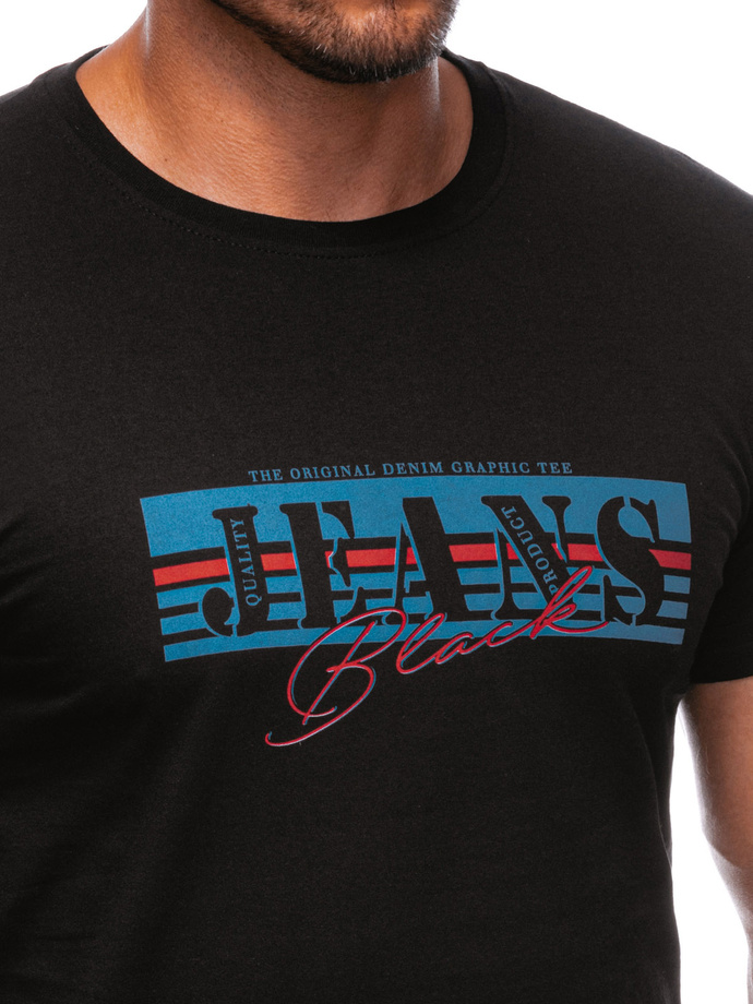 T-SHIRT MĘSKI Z NADRUKIEM S1392 - BIAŁY