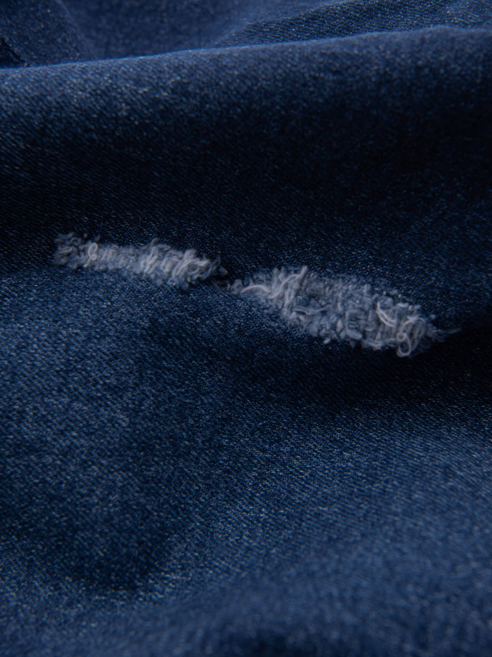 Vyriški džinsiniai trumpi šortai su skylutėmis - tamsiai mėlyni V3 OM-SRDS-0146