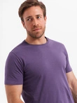 Tricou clasic BASIC din bumbac pentru bărbați - violet V13 OM-TSBS-0146