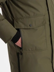 Alaskan men's winter jacket with detachable fur from the hood - dark olive green V3 OM-JALJ-0148