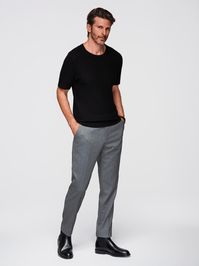 Tricou tricotat structurat pentru bărbați - negru V3 OM-TSCT-0253