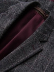Elegant men's plaid blazer with wool blend - grey V1 OM-BLZB-0137