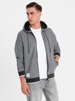 Men's softly structured hooded sweatshirt - black V1 OM-SSZP-0191