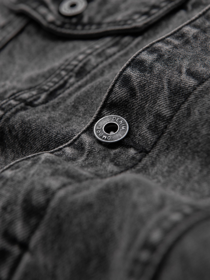 Jachetă bărbătească din denim katana cu washem - grafit V5 OM-JADJ-0219