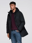 Classic long men's parka jacket - black V6 OM-JAPJ-0313