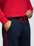 Pantaloni jogger sport pentru bărbați cu bordură - albastru marin V3 OM-PASK-0284