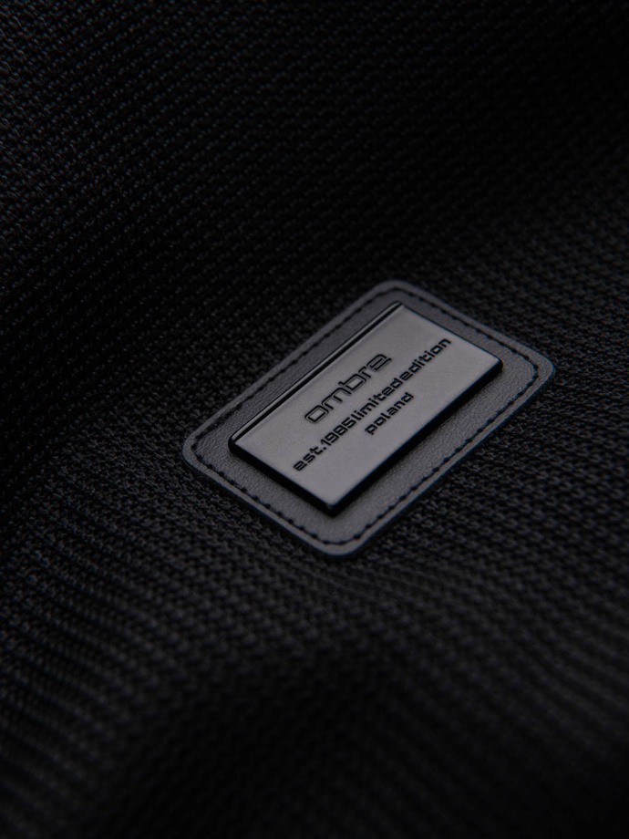 Men's jacket with high collar and fleece interior - black V1 OM-JANP-0154