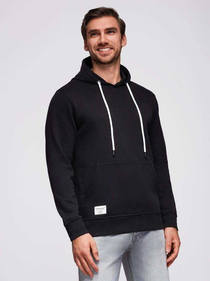 Hanorac BASIC kangaroo pentru bărbați cu glugă - negru V5 B1674