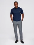 Stylish men's stretch fabric polo shirt - navy blue V3 OM-POSS-0150
