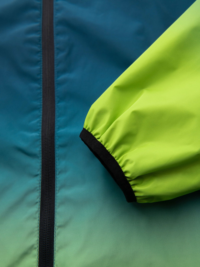 Jachetă sport pentru bărbați cu reflectoare - turcoaz și verde lime V1 OM-JANP-0105