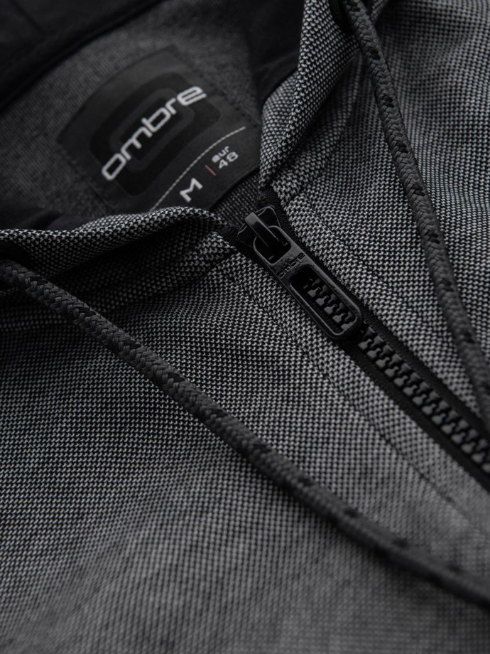 Men's softly structured hooded sweatshirt - black V1 OM-SSZP-0191