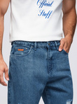 Pantaloni din denim pentru bărbați CARROT FIT cu margini frecate - albastru V2 OM-PADP-0250