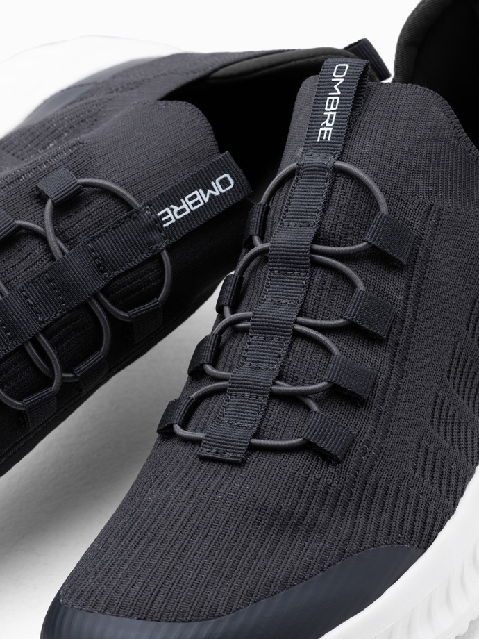 Men's sneaker slip-on shoes made of lightweight materials - graphite V1 OM-FOKS-0149